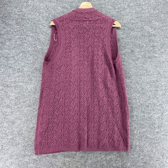 Croft & Barrow Cardigan Women M Medium Purple Geometric Knit Open Front Casual - Picture 2 of 9